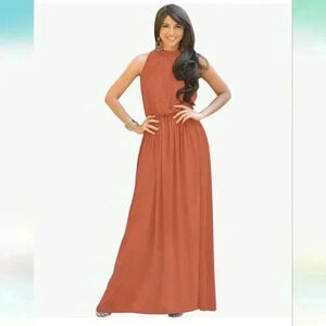 Elegant Rust Maxi Dress